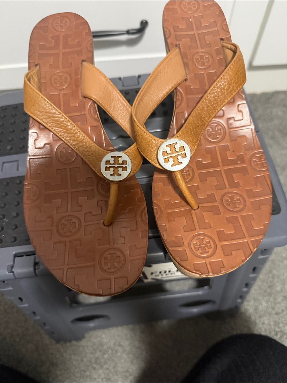 Tory Burch Wedge Sandals in Cognac